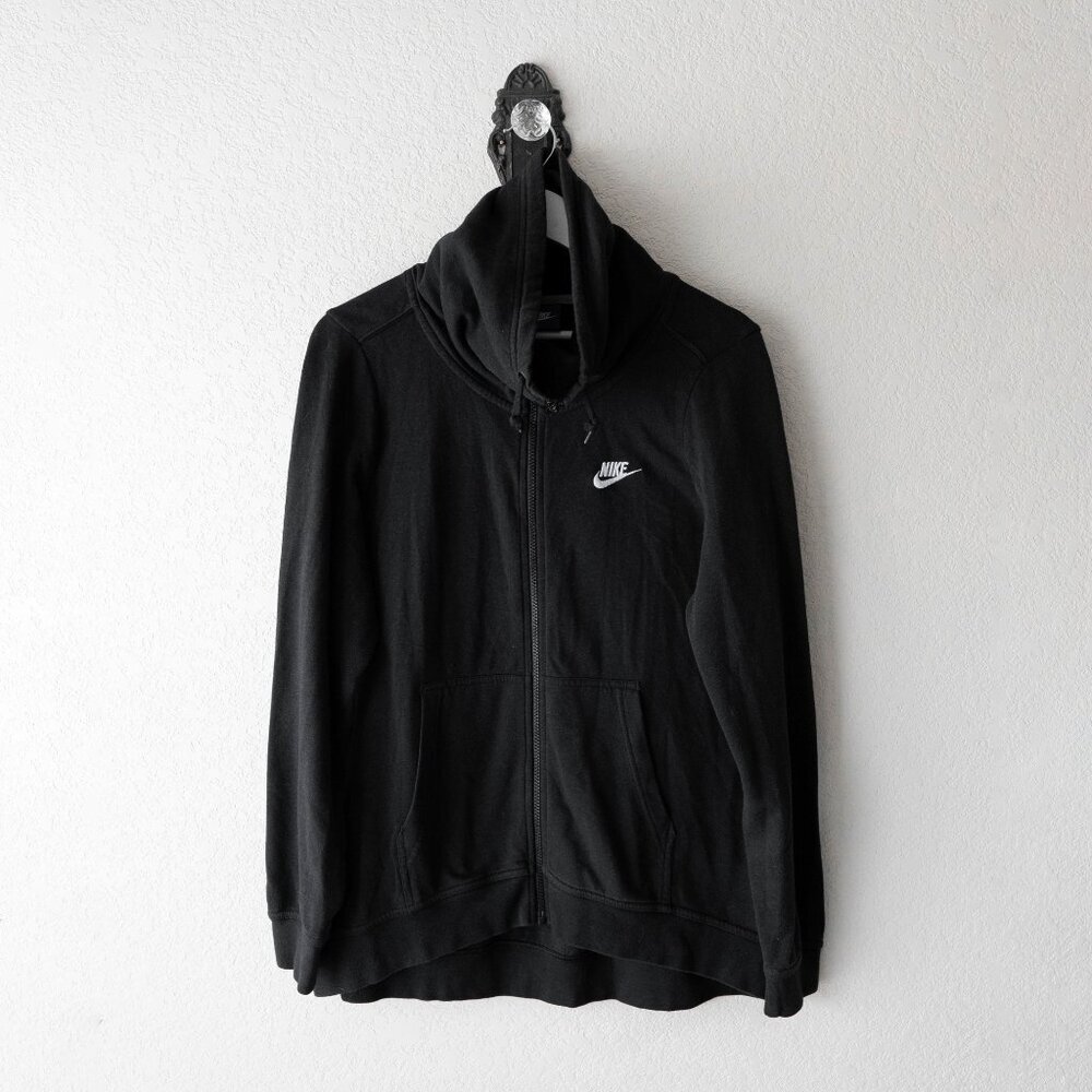 Nike Funnel Neck Full Zip Jacket Hoodie Black Women’s Large Fleece